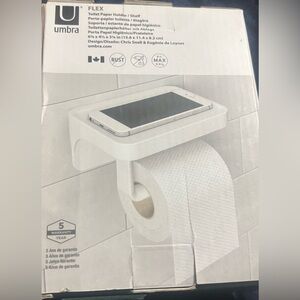 ❄️ 5/$10 Umbra Flex White Toilet Paper Holder with Shelf